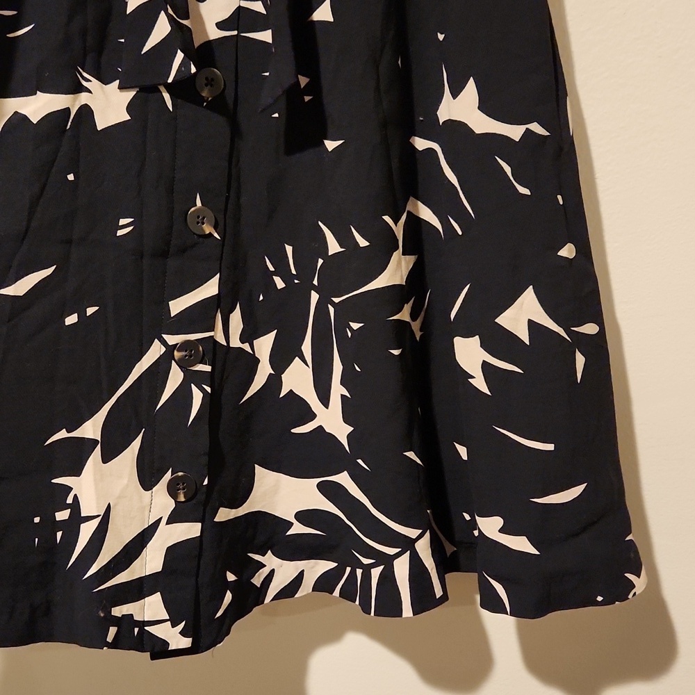 ❤️ NWOT! ANN TAYLOR MIDNIGHT PALM PRINT A-LINE TIE WAIST MIDI SKIRT, 0 - Picture 7 of 8
